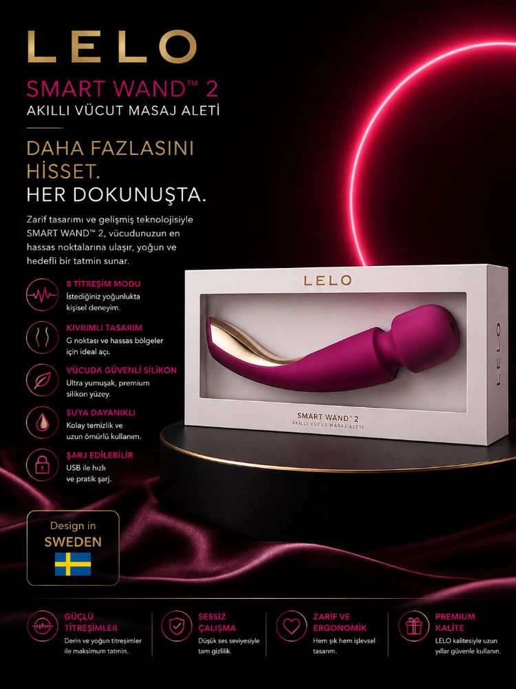Lelo Smart Wand 2 Akıllı Sensörlü Çok Yönlü Büyük Boy Masaj Aleti 