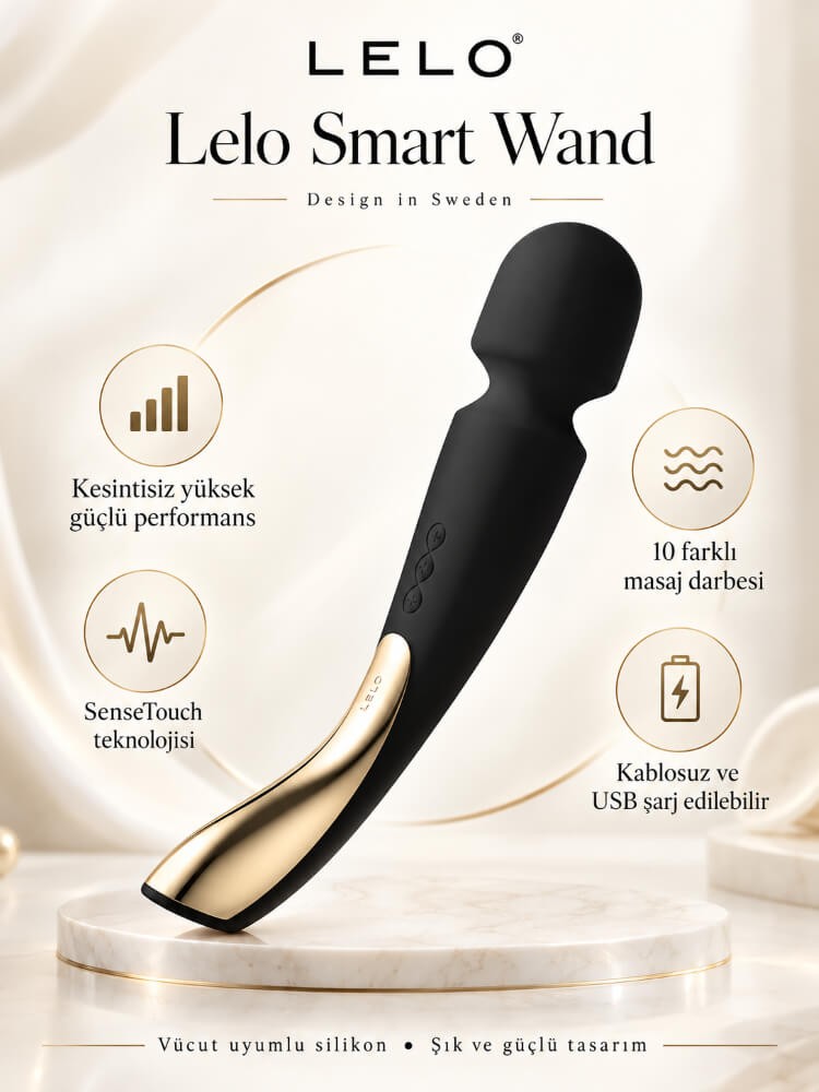 Lelo Smart Wand 2 Black Akıllı Sensörlü Çok Yönlü Büyük Boy Masaj Aleti 