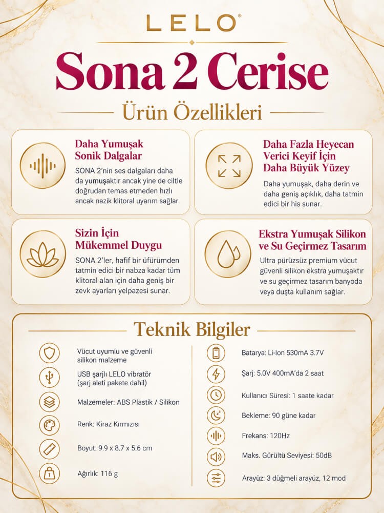Lelo Sona 2 Cerise Klitoris Uyarıcı Lüks Vibratör