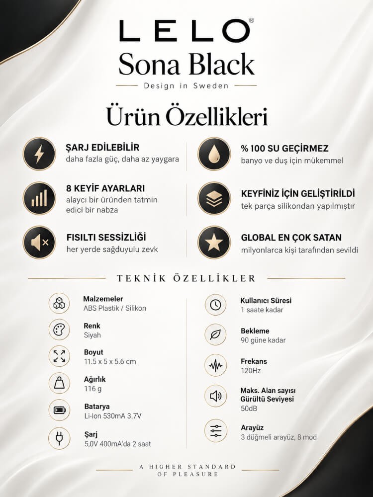 Lelo Sona Black Klitoris Uyarıcı Masaj Vibratörü