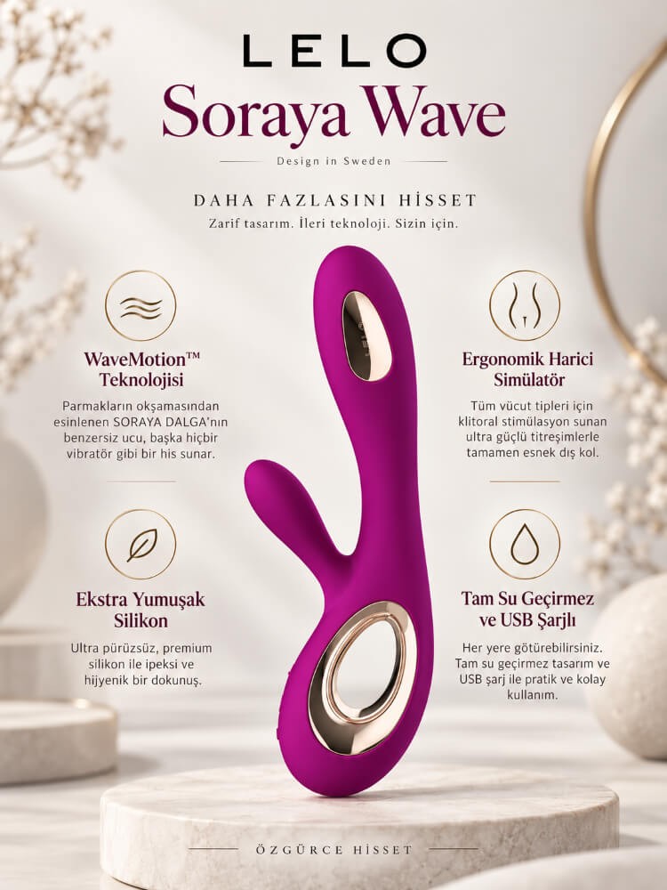 Lelo Soraya Wave Deep Rose G-Bölgesi & Klitoris Özel Rabbit Vibratör