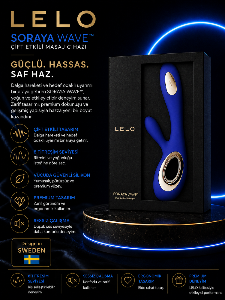 Lelo Soraya Wave Midnight Blue G-Noktası ve Klitoris Uyarıcı Premıum Rabbit Vibratör 