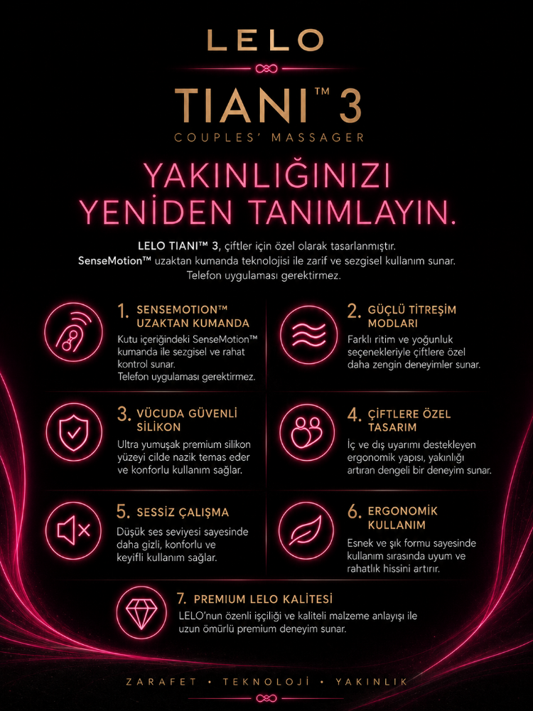 Lelo Tiani 3 Cerise Çiftlere Özel Kumandalı Titreşimli Vibratör
