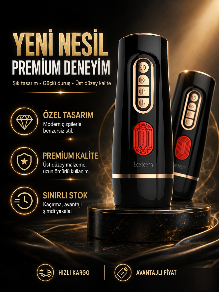 Leten Otomatik Emiş Yapabilen Sesli ve Titreşimli Vajina Mastürbatör