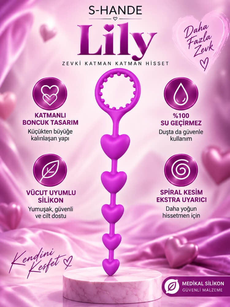 Lıly 23 Cm Kalp Şekilli Anal Zevk Boncukları