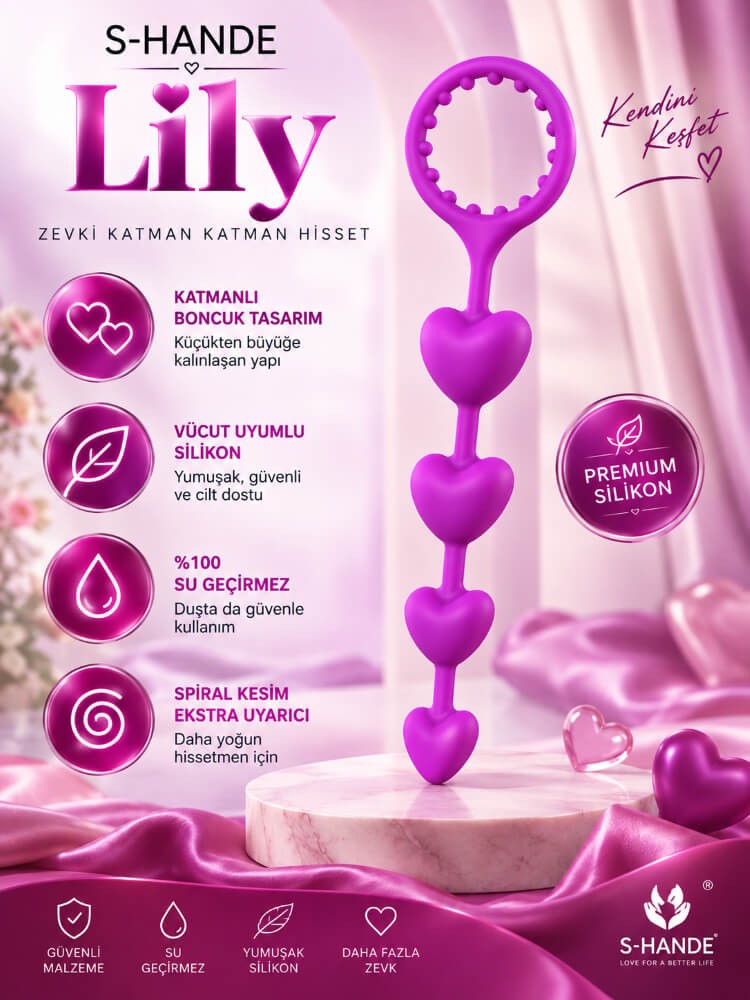 Lıly 23 Cm Kalp Şekilli Anal Zevk Boncukları