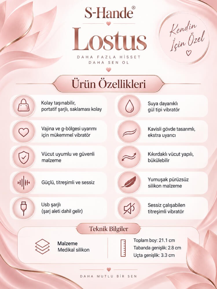 Lostus 9 Modlu Titreşimli Gül Tasarımlı Şarjlı Kıkırdaklı Vibratör