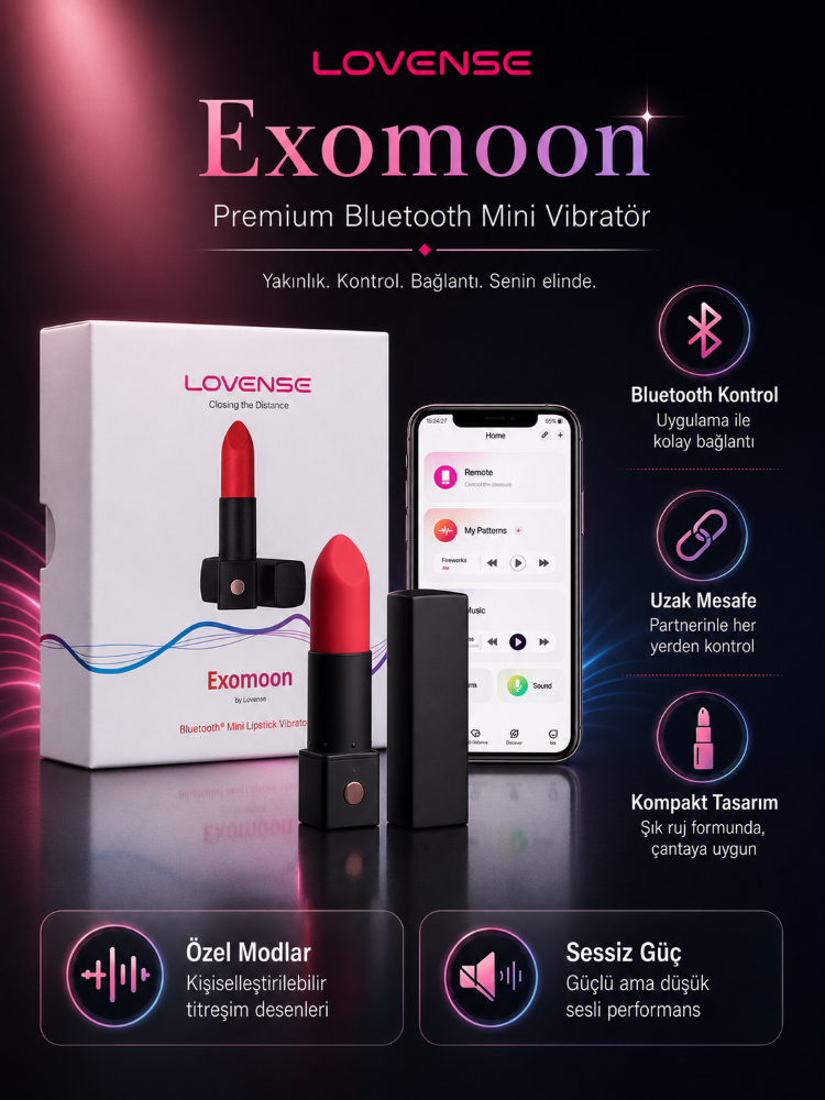 Lovense Exomoon Telefon Kontrollü Mini Ruj Vibratör