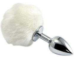 Beyaz Ponpon Siyah Renk Silikon Anal plug