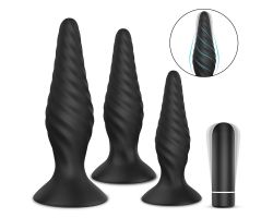 Cream-Rct 3 Farklı Boyutta 9 Fonksiyonlu Titreşimli Anal Plug Seti	