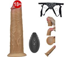 Dual Layer Platinyum 20 Cm Silikon Kumandalı Şarjlı Dönebilen Hareketli Kemerli Penis