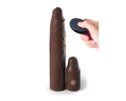 Fantasy Extension Elit Kumandalı Titreşimli Esmer 22 Cm Uzatmalı Silikon Penis Kılıfı