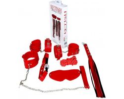 Fetish Serisi Kırmızı 7 Parça Deri Harika Fetiş Seti