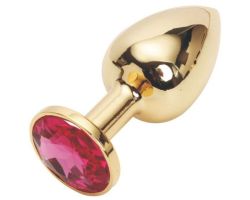 Gold Metal Orta Boy Lüks Taşlı Anal Plug