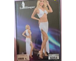 La Blinque  Beyaz Yırtmaçlı Etek Bustiyer Takımı Taş Detaylı