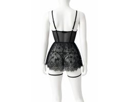 Leopar Desenli Arkası Çapraz Bağlamalı Ve Siyah Kelebek Baskılı Fantezi Gecelik Takımı Avantajlı 2 li paket