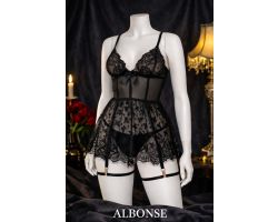 Leopar Desenli Yırtmaçlı Ve Dantel Detaylı Göğüs Dekolteli Gecelik Takımı Avantajlı 2 li Paket