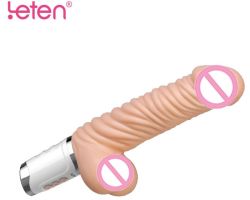 Leten Oynar Başlı Şarj Edilebilir Isınabilir Damarlı Titreşimli Dildo