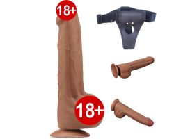Lovetoy Brown King Size Hareketli Dış Yüzey Ultra Yumuşak 29 Cm Realistik Kemerli Penis