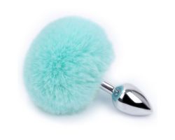 Mavi Ponpon Bunny Gümüş Renk Metal Anal Plug