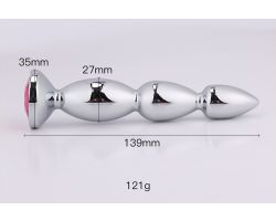 Metal Boğumlu Yapıya Sahip 14 Cm Taşlı Lüks Anal Plug