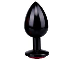 Metal Siyah Renk Beyaz Taşlı Küçük Anal Plug