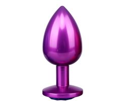 Metal Mor Renk Beyaz Taşlı Küçük Anal Plug