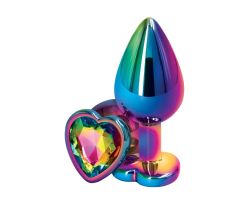 Rainbow Orta Boy Cok Renkli Taşlı Jewellery Metal Anal Plug
