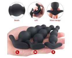 Simon 3 Farklı Boyutlu Boncuklu Yumuşak Silikon Anal Plug Seti