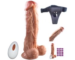 Trumpet 19 Cm Özel Sıvı Silikon 20 Modlu Titreşimli Kumandalı Şarj Edilebilir Kemerli Penis
