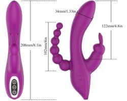 Violet 10 Modlu Titreşimli Anal Vajinal ve G-Bölgesi Uyarıcı Rabbit Vibratör
