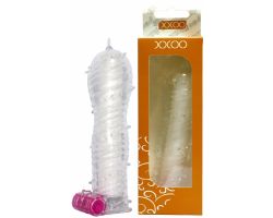 XXOO Titreşimli Tırtıklı Şeffaf Penis Kılıfı -Turuncu