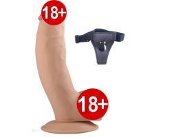 Yeni Nesil Ultra Yumuşak Özel Dokulu 18 Cm Realistik Kemerli Penis-1081