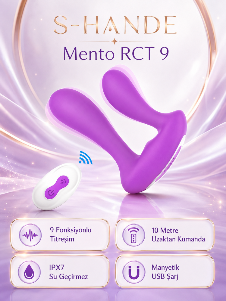 Mento Çift Uçlu Anal ve Vajinal 9 Modlu Titreşimli Kumandalı Giyilebilen Vibratör