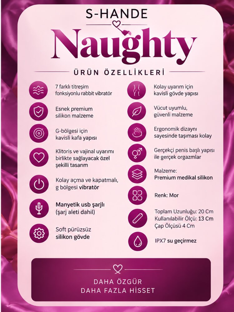 Naughty 7 Modlu Titreşimli G-Bölgesi ve Klitoris Uyarıcı Rabbit Vibratör