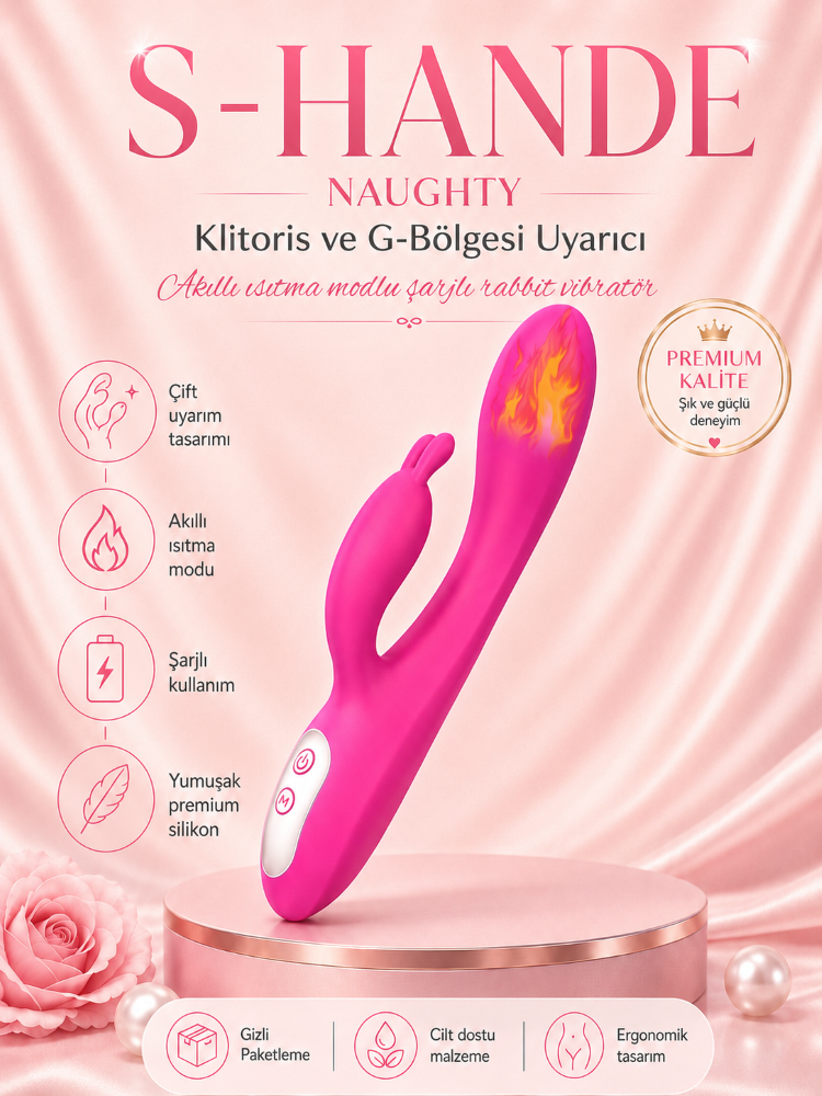 Naughty Klitoris ve G-Bölgesi Uyarıcı Akıllı Isıtma Modlu Şarjlı Rabbit Vibratör