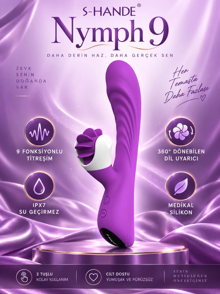 Nymph 9 Modlu Titreşimli & 6 Modlu Dönebilen Dil G-Bölgesi ve Klitoris Uyarıcı Vibratör