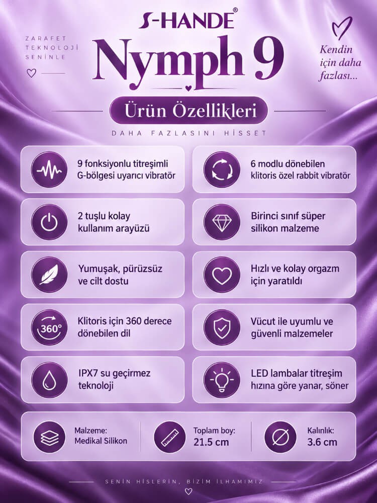 Nymph 9 Modlu Titreşimli & 6 Modlu Dönebilen Dil G-Bölgesi ve Klitoris Uyarıcı Vibratör