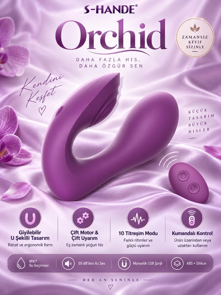 Orchid 10 Modlu Titreşimli Kumandalı Giyilebilen G-Bölgesi ve Klitoris Vibratör