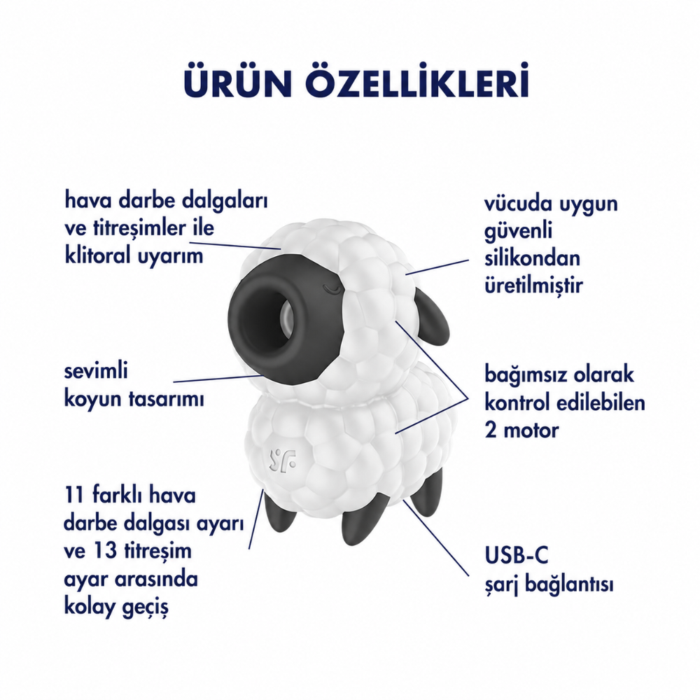 Satisfyer Dreamy Sheep USB-C Şarjlı Hava Dalgalı Vibratör
