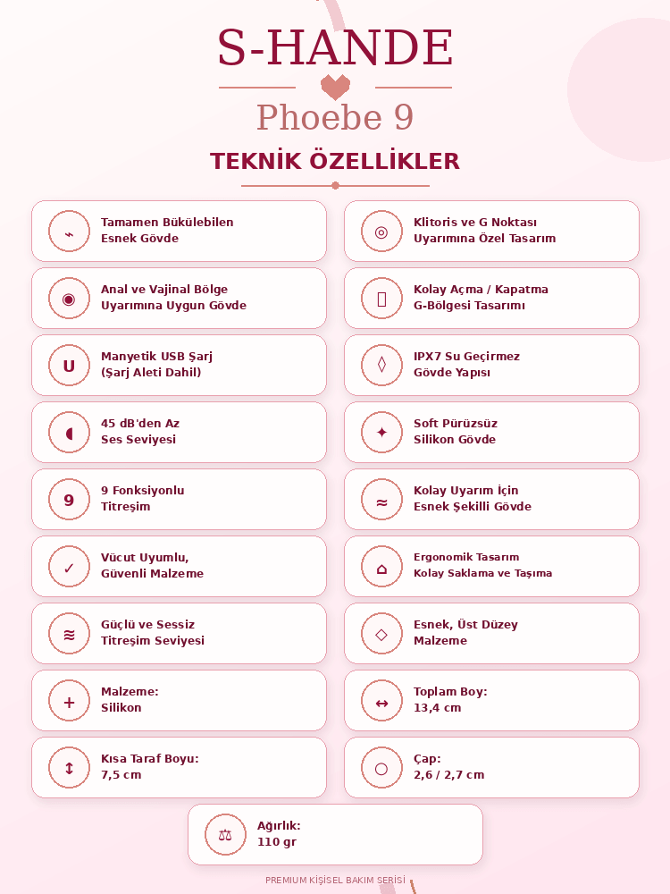 Phoebe 9 Farklı Titreşimli C Şekilli Fonksiyonel Vibratör
