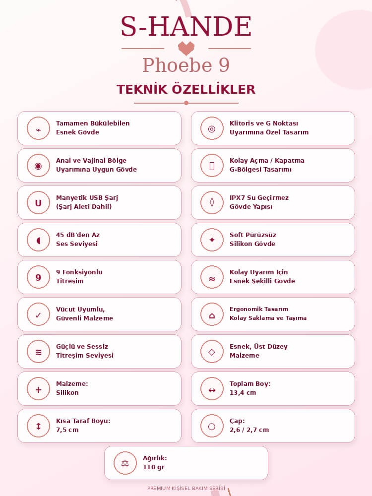 Phoebe 9 Farklı Titreşimli C Şekilli Fonksiyonel Vibratör