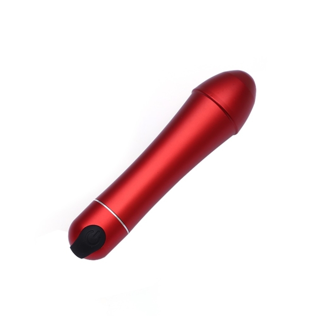 10 Titreşim Fonksiyonlu Şarjlı Su Geçirmez Kırmızı Metal Mini Vibratör
