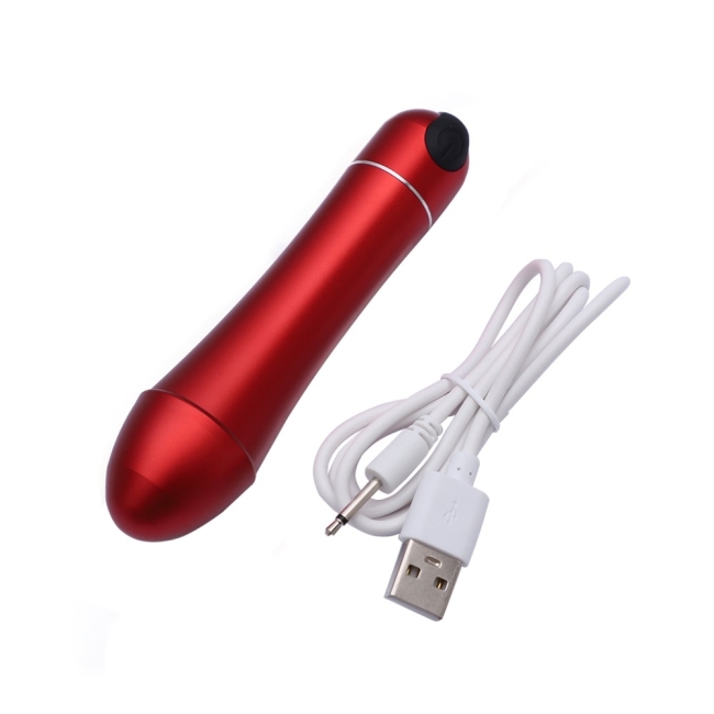 10 Titreşim Fonksiyonlu Şarjlı Su Geçirmez Kırmızı Metal Mini Vibratör