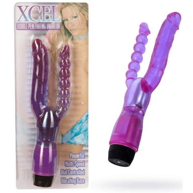 Seven Creations Xcel Anal ve Vajinal Jel Dokulu Güçlü Titreşimli Double Vibratör