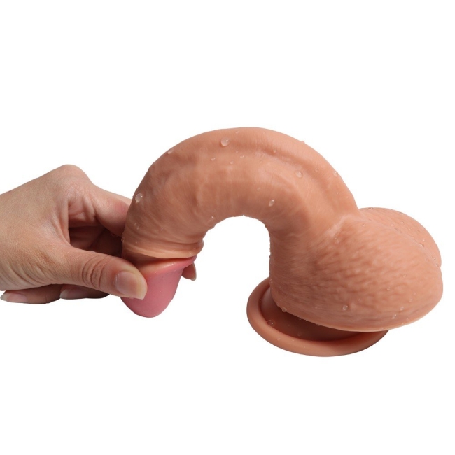 19 Cm Ekstra Yumuşak Çift Katmanlı Özel Silikon Dokuda Belden Bağlamalı Penis