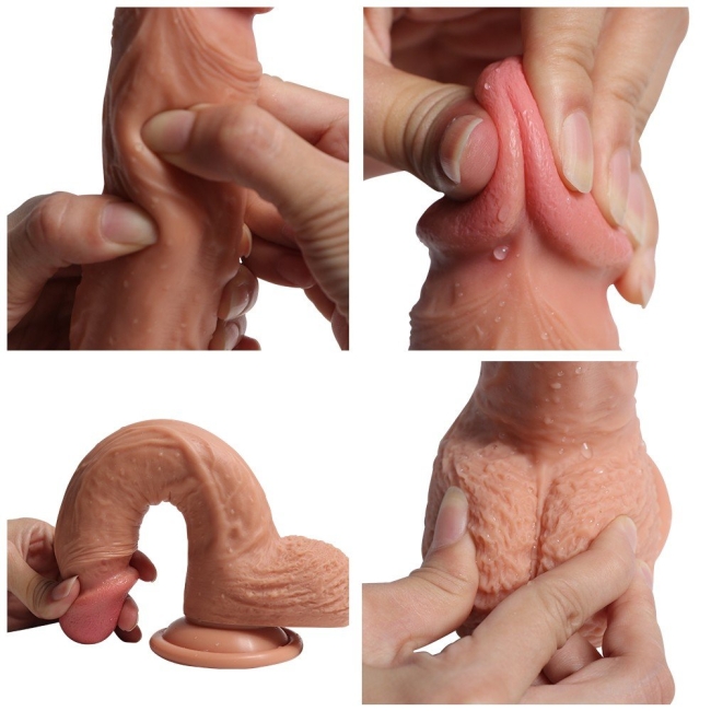 21 Cm Ekstra Yumuşak Çift Katmanlı Özel Silikon Dokuda Realistik Penis