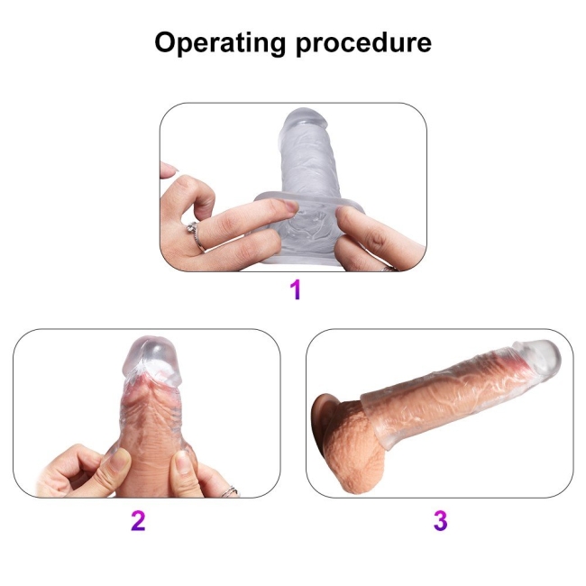 3 Farklı Boyda Özel Gerçekci Yumuşak Dokuya Sahip Harika Penis Kılıfı Seti