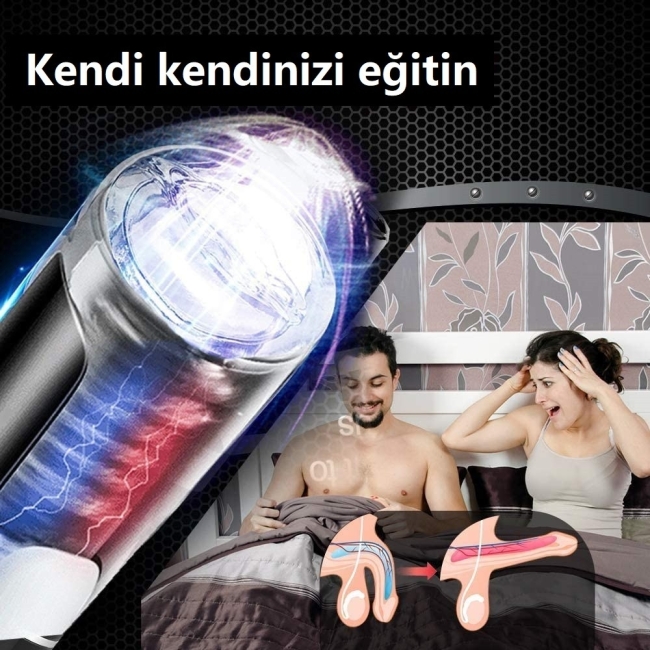 Angelo İçi Tırtıklı Vantuzlu İleri Geri&Dönebilen Sesli Otomatik Mastürbatör