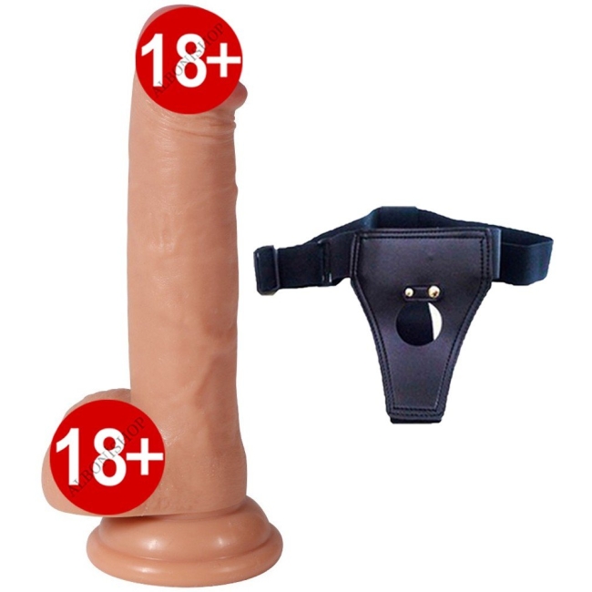 Addison Ultra Yumuşak Çift Katmanlı 17 Cm Realistik Kemerli Penis Dildo